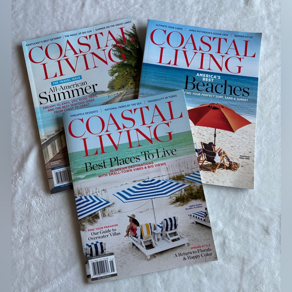 Coastal Living Magazine Bundle Summer 2019 2023 Spring 2024 Lot of 3